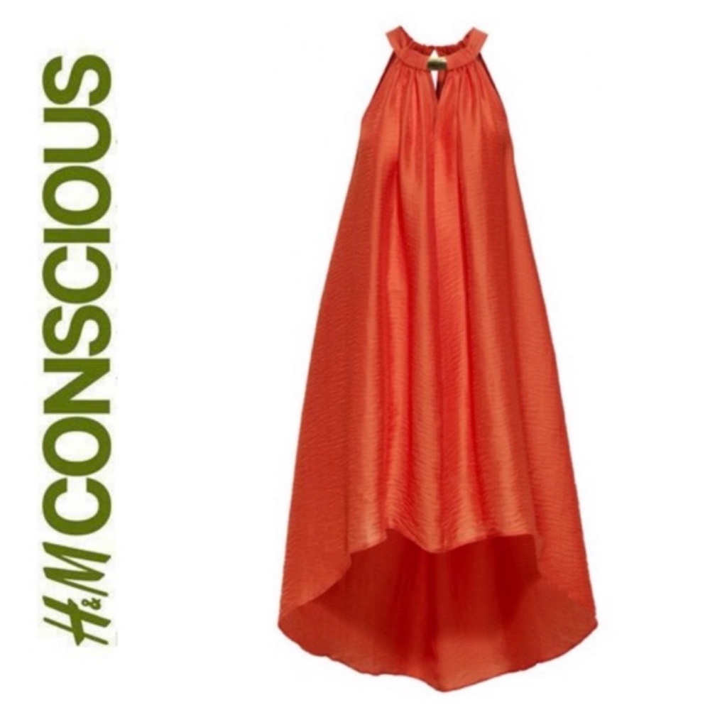 H&M Conscious orange pullover hi/lo free flowing dress- M - Picture 12 of 12